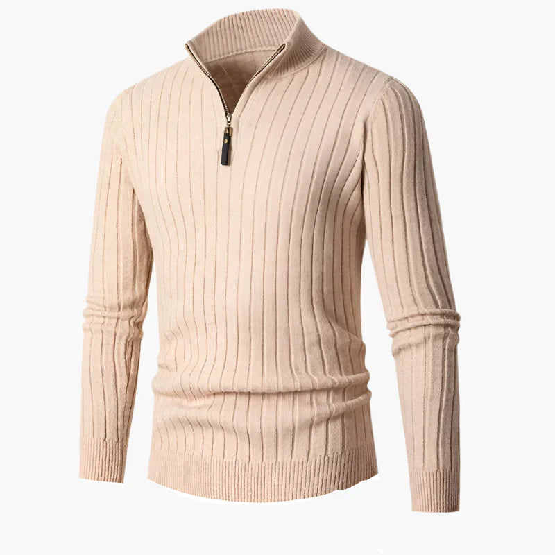 Drune | Strickpullover mit Stehkragen und Halbreißverschluss - Eleganter Freizeit- und Business-Look