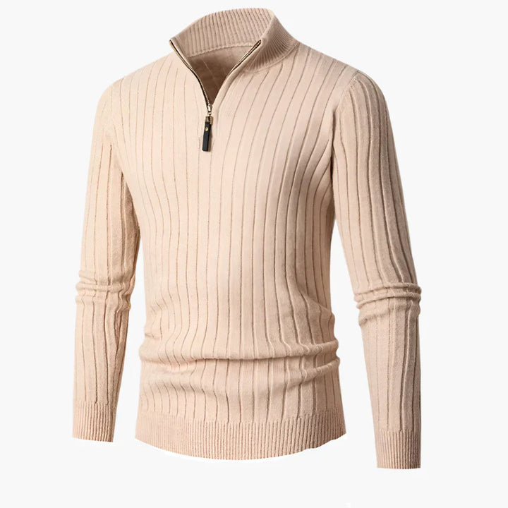 Drune | Strickpullover mit Stehkragen und Halbreißverschluss - Eleganter Freizeit- und Business-Look