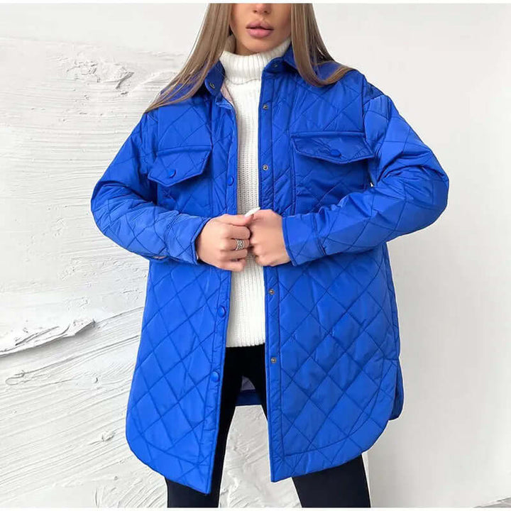 Drune | Klassische Gesteppte Damenjacke Mit Druckknopfverschluss Und Taillengürtel