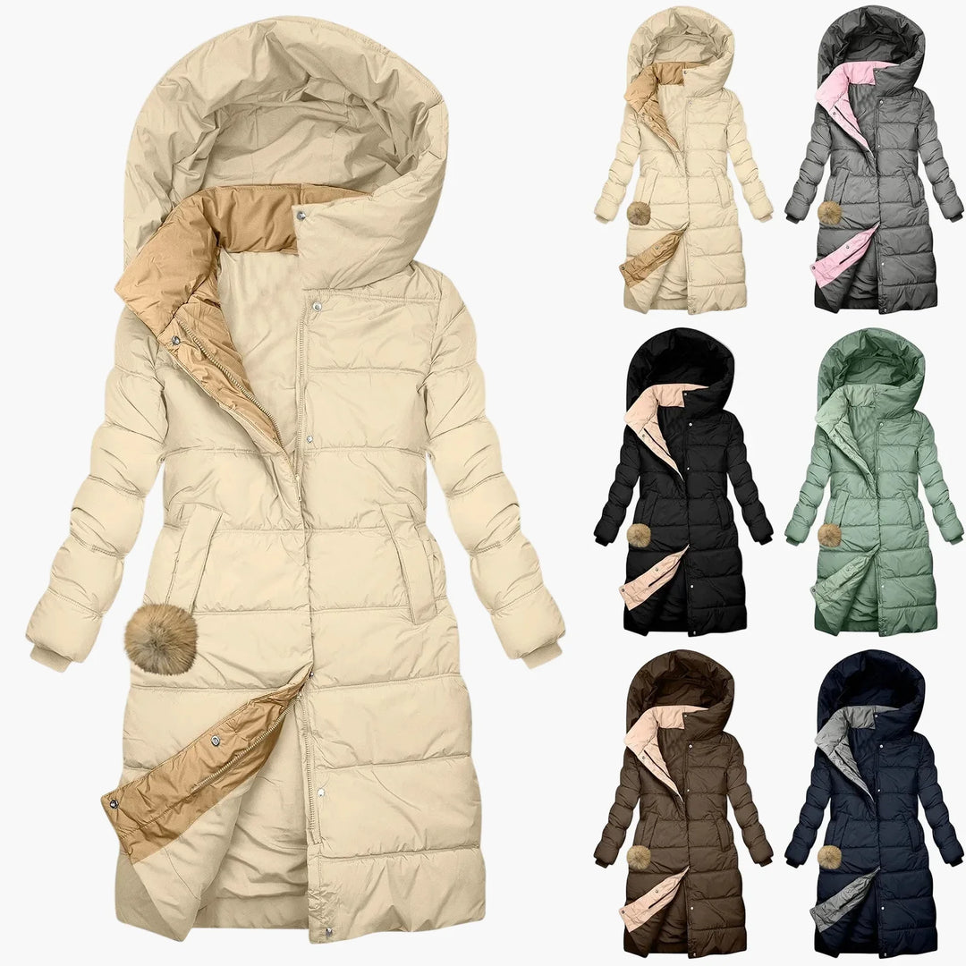 Drune | Winter Steppmantel mit Kapuze - Langer, Winddichter Pufferjacke für Alltag & Freizeit