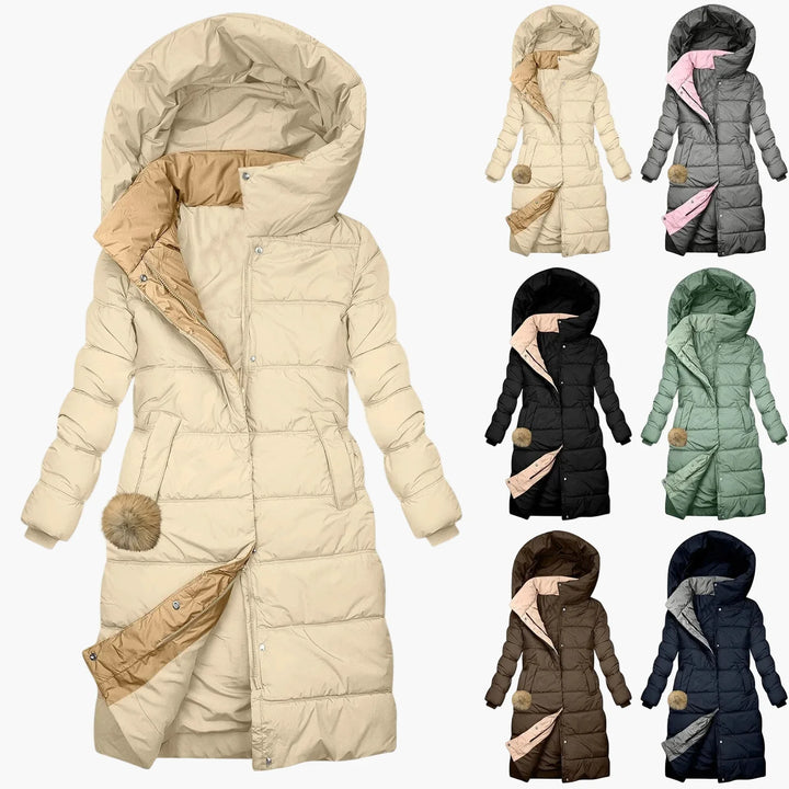 Drune | Winter Steppmantel mit Kapuze - Langer, Winddichter Pufferjacke für Alltag & Freizeit