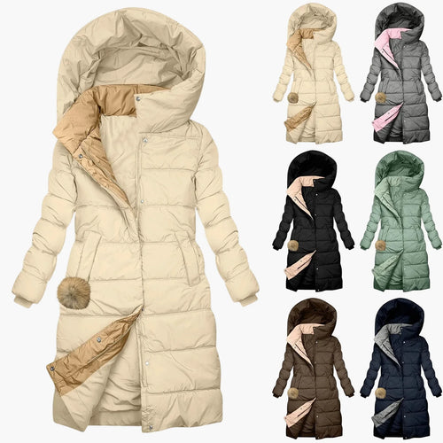 Drune | Winter Steppmantel mit Kapuze - Langer, Winddichter Pufferjacke für Alltag & Freizeit
