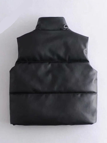 Drune Lederjacken für Damen | Elegante Stehkragen Westen | Modische Reißverschlussjacken