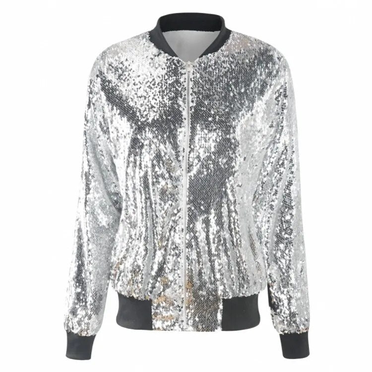 Drune | Paillettenmantel Bomberjacke