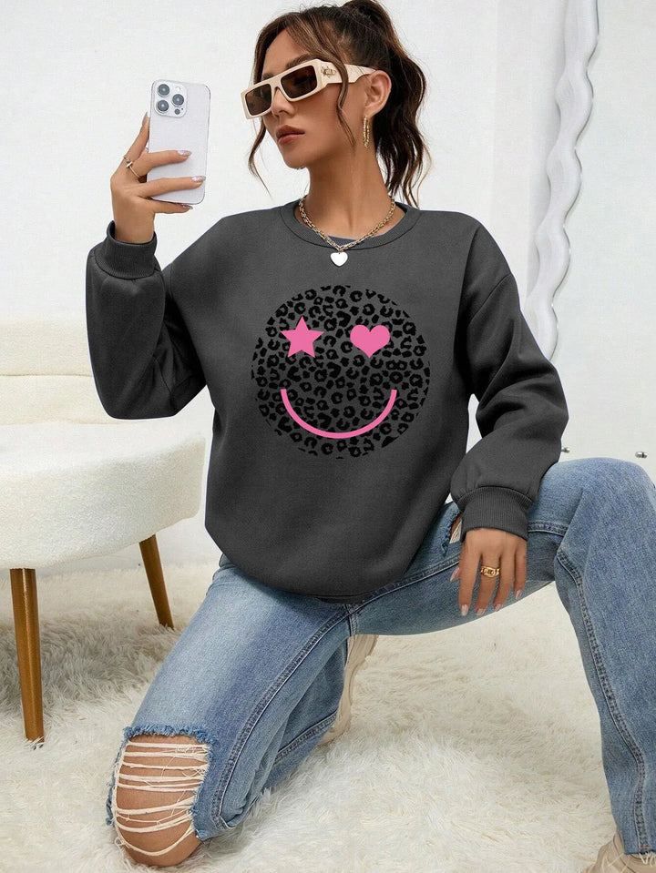 Drune | Lässiges Sweatshirt mit Leopardenmotiv Baumwollmischung Trendy und Komfortabel