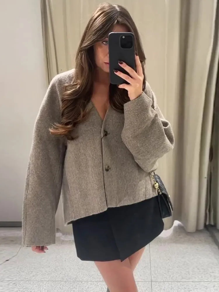 Drune | Eleganter Blazer mit einreihigen Knöpfen und V-Ausschnitt