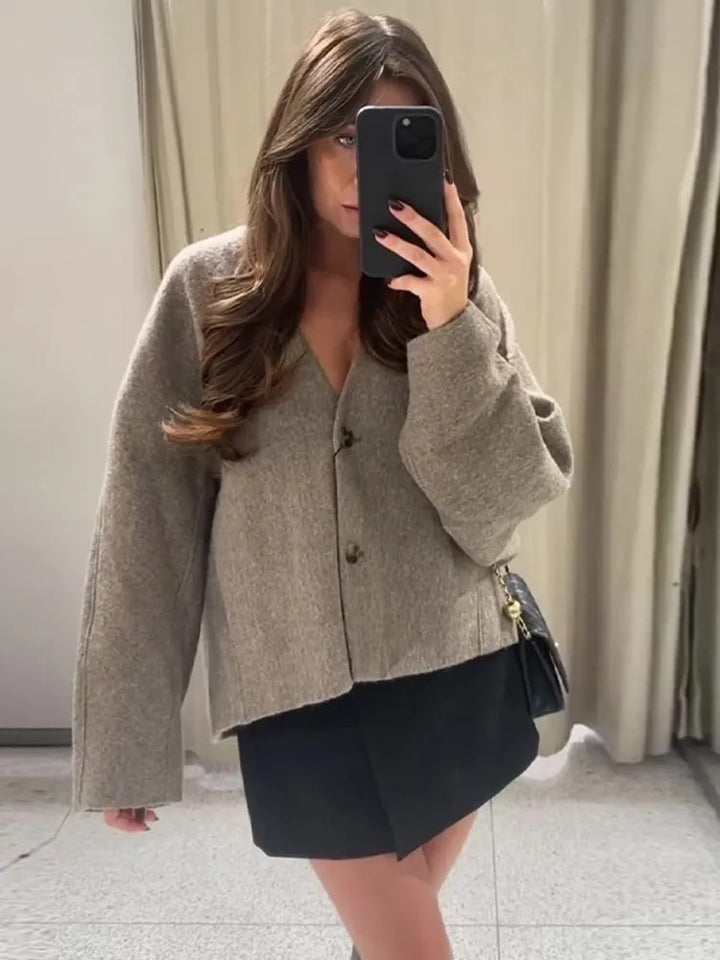 Drune | Eleganter Blazer mit einreihigen Knöpfen und V-Ausschnitt