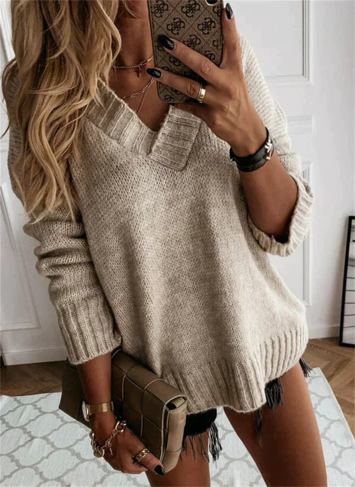 Drune | Weicher Strick V-Ausschnitt Pullover
