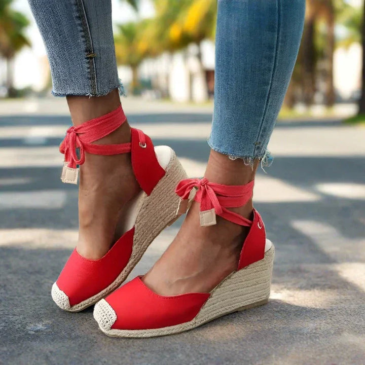 Drune | Trendige, Bequeme Boho Keilabsätze Für Damen Mit Bändern