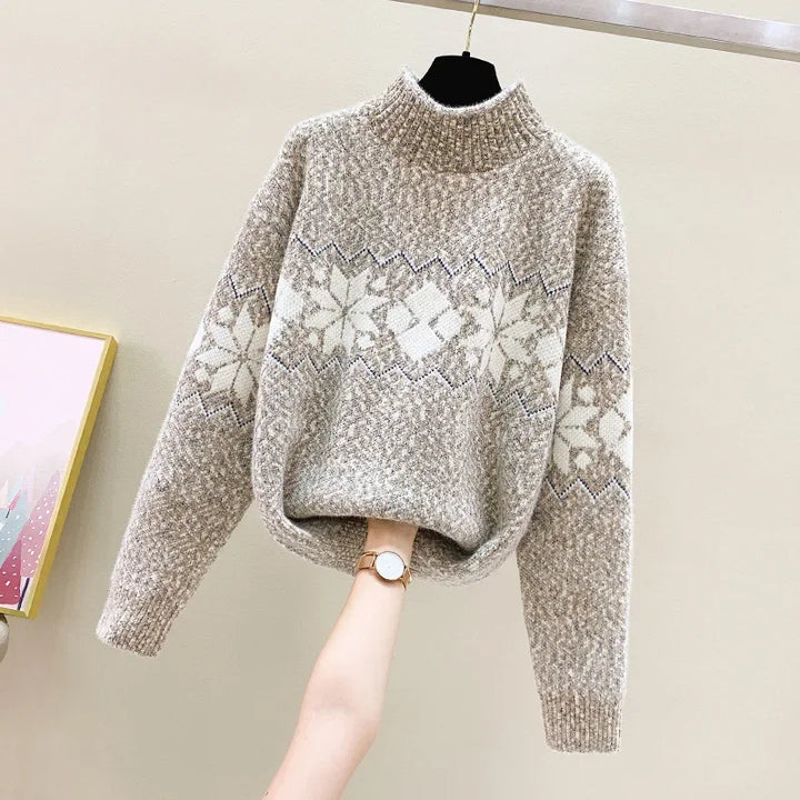 Drune - Hässlicher Weihnachtspulli - Gemütlicher Schneeflocken-Turtleneck