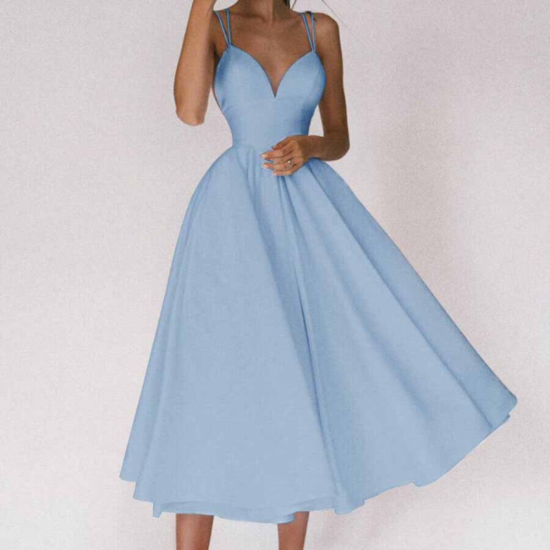 Modernes Kleid mit V-Ausschnitt und Trägern