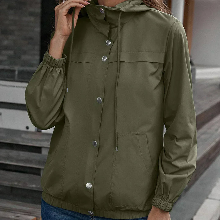 Drune | Damen Kapuze Wasserdichter Trenchcoat Langarm