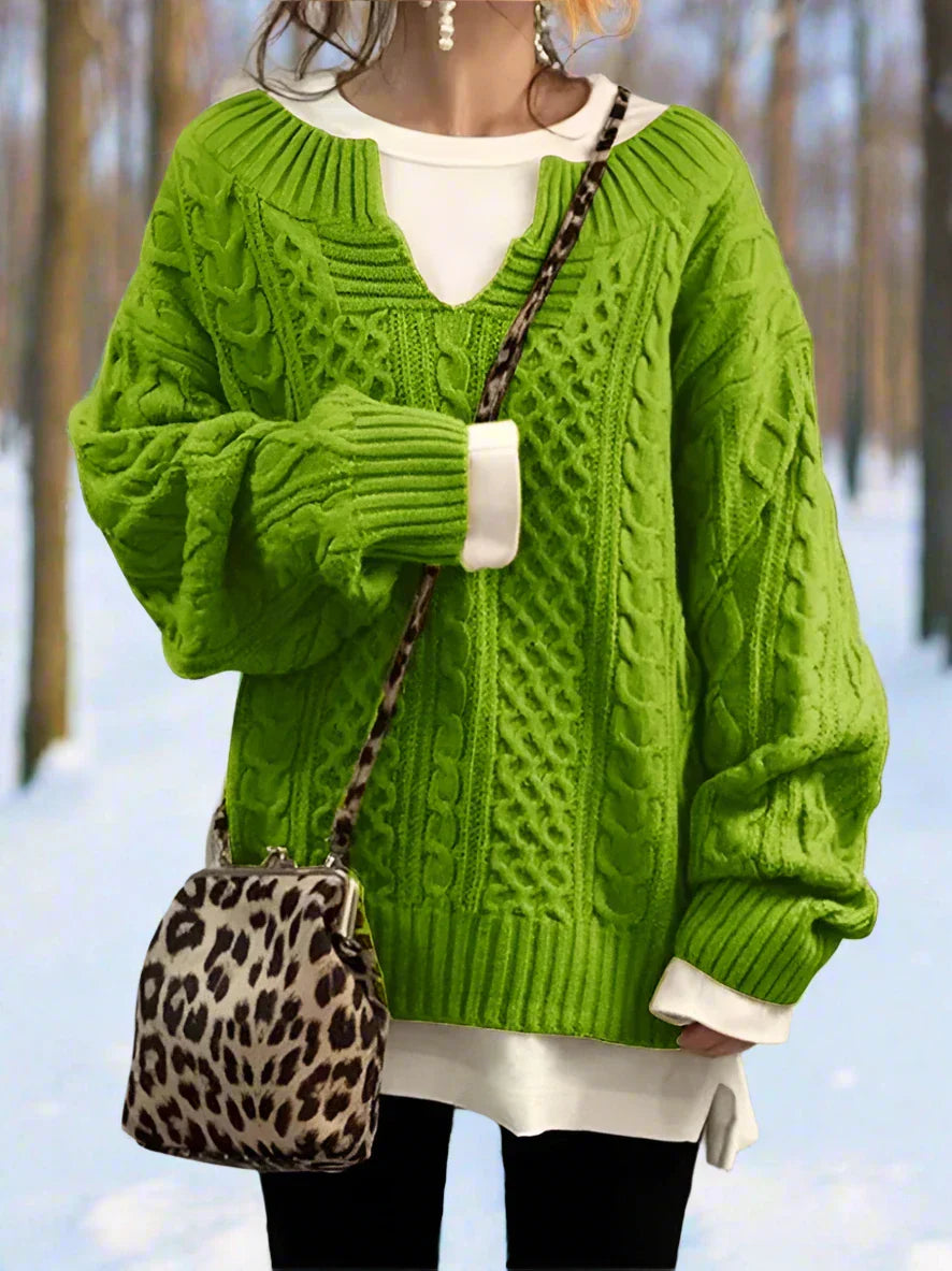 Drune | Wolle Kabelstrickpullover Übergröße Strickpullover