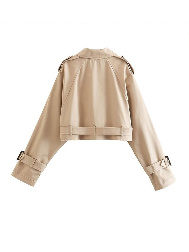 Drune | cropped Trenchcoat - stilvolle leichte beige Jacke für lässige oder geschäftliche Looks - vielseitige Outerwear für jeden Anlass