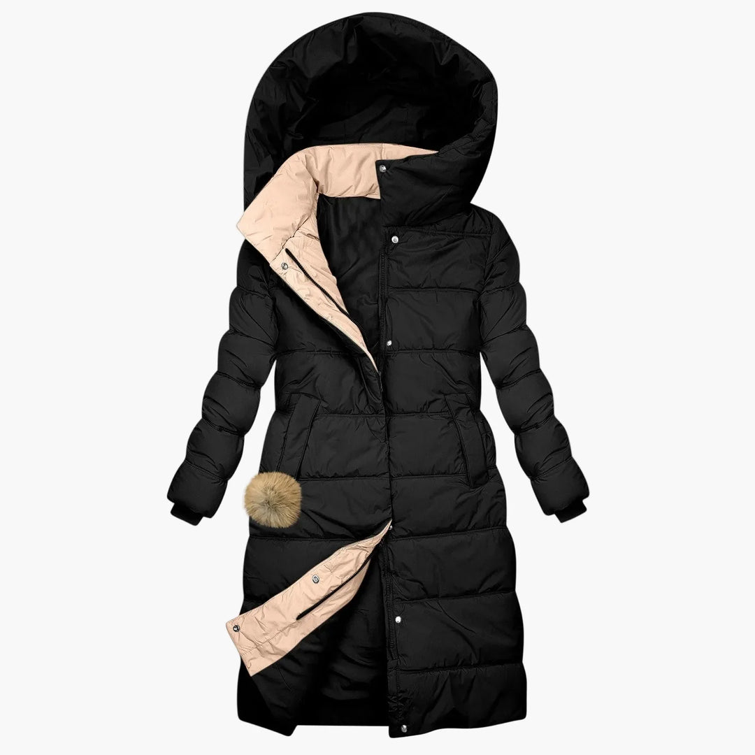 Drune | Winter Steppmantel mit Kapuze - Langer, Winddichter Pufferjacke für Alltag & Freizeit