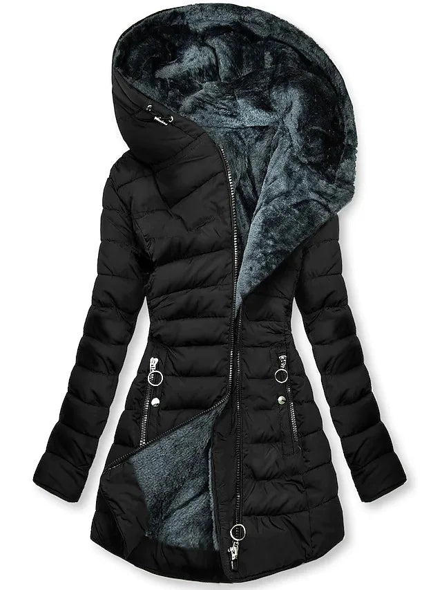 Drune - Wintermantel für Damen - Mit Fellkragen, Kapuze und Reißverschluss