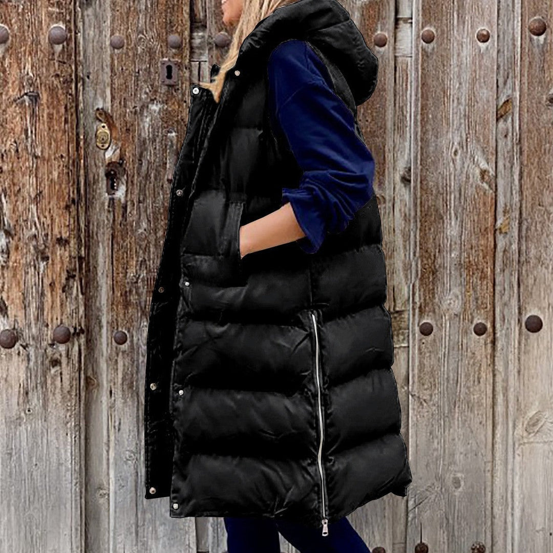 Drune Kapuze Lange Weste Lässig Mode Einreihig Jacke