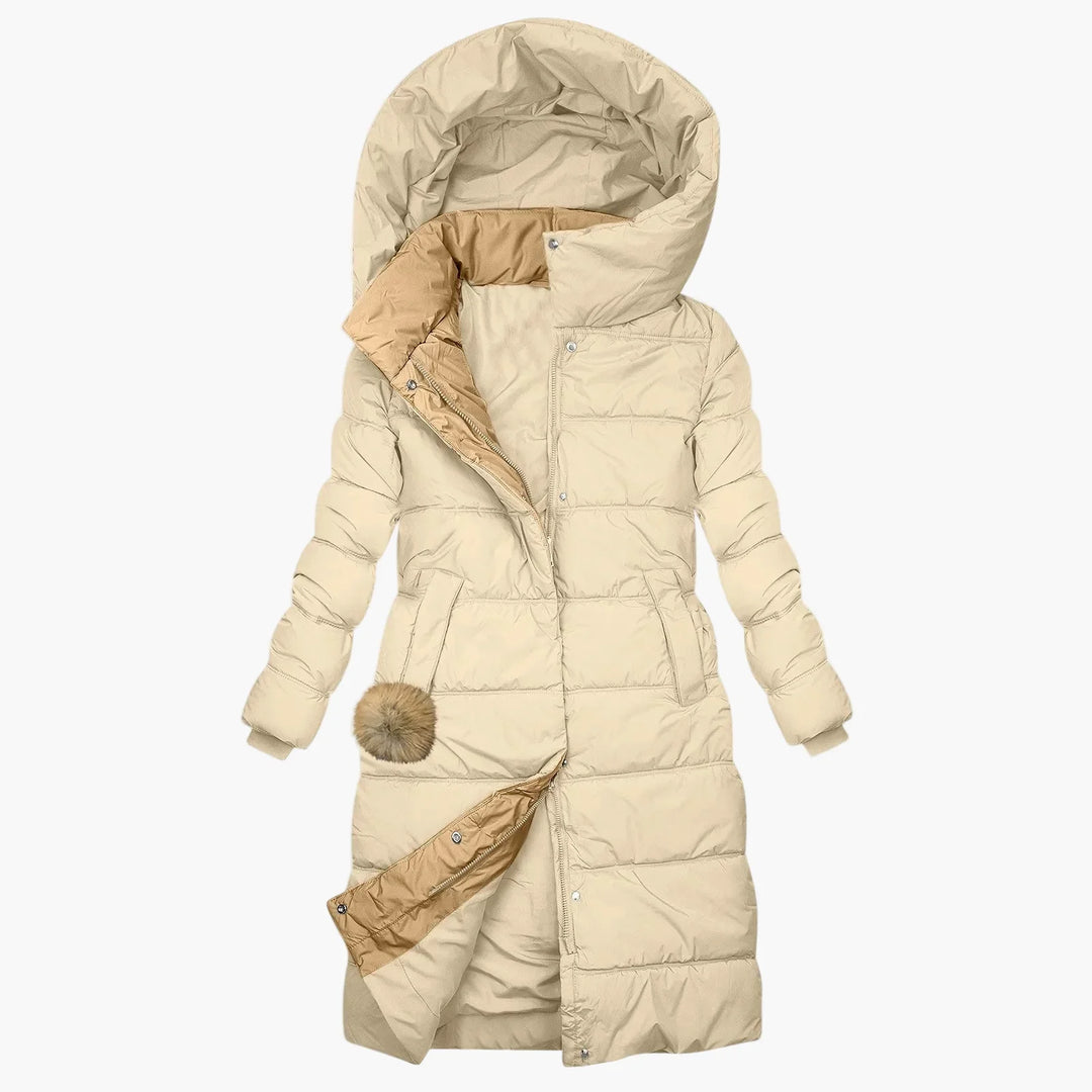 Drune | Winter Steppmantel mit Kapuze - Langer, Winddichter Pufferjacke für Alltag & Freizeit