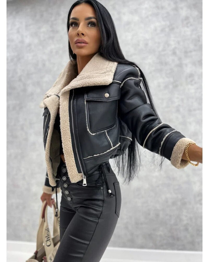 Drune | Lederjacke mit Teddyfutter