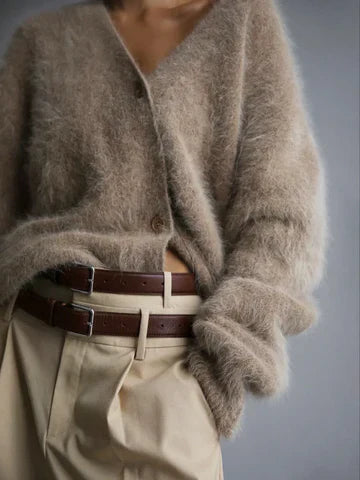 Drune | Fluffy Cardigan mit Knöpfen Weich und Warm Lässige Eleganz