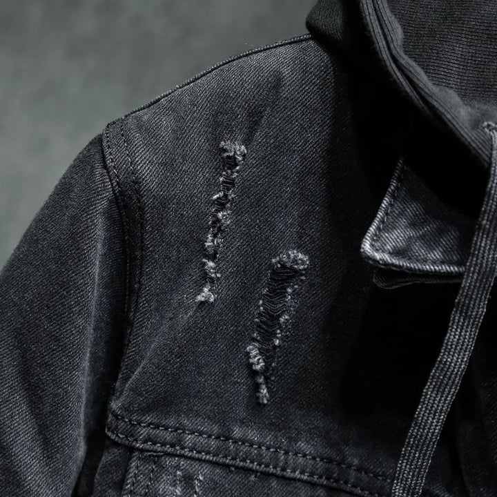 Drune | Herren Jeansjacke mit modernem Kapuzenpulli