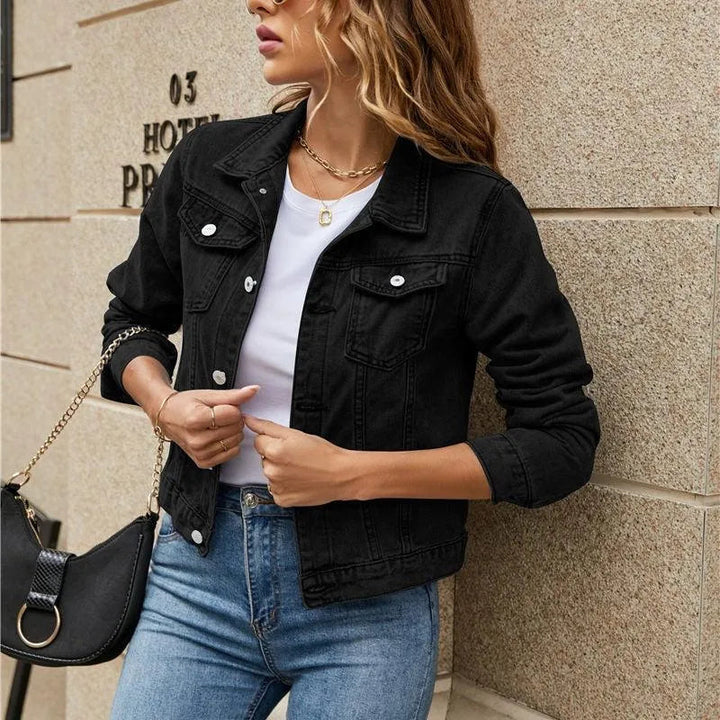 Drune | Damenjeansjacke Aus Strapazierfähigem Material mit Knöpfen und Schicken Taschen