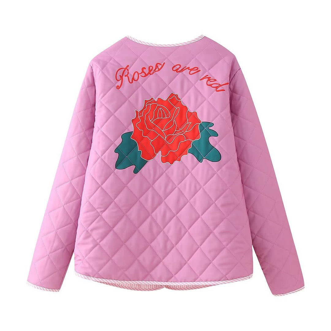 Drune | Rosa Damenjacke mit Patchwork und Schleife