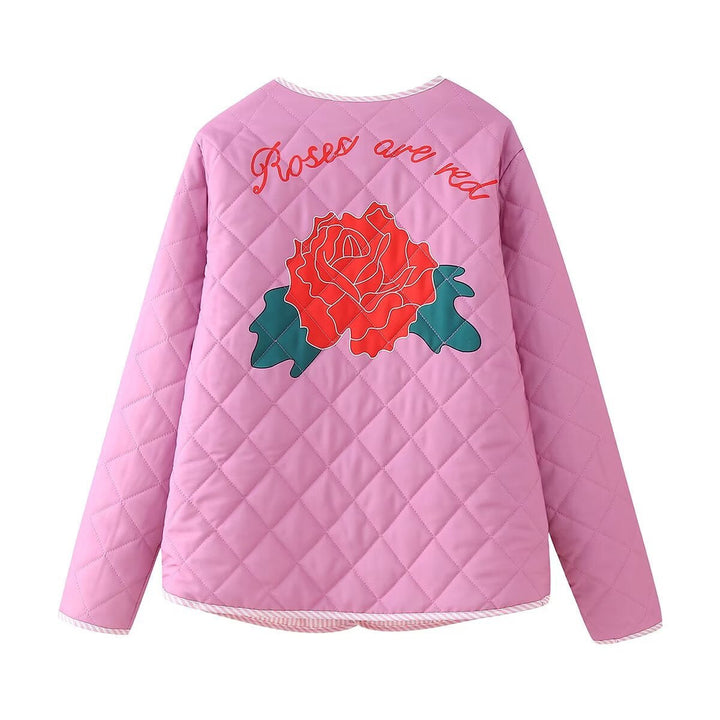 Drune | Rosa Damenjacke mit Patchwork und Schleife
