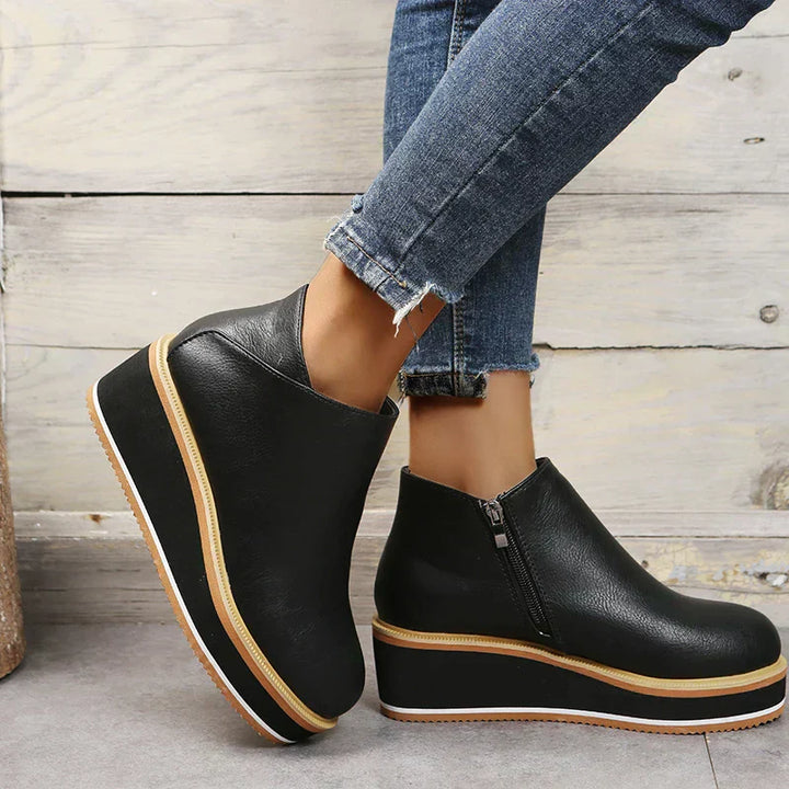 Drune | Damen Stiefeletten mit Plateau und seitlichem Reißverschluss