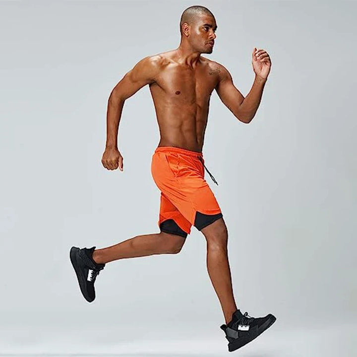 Drune | Herren 2 in 1 Laufshorts Schnelltrocknend Für Sport Und Training Selfico
