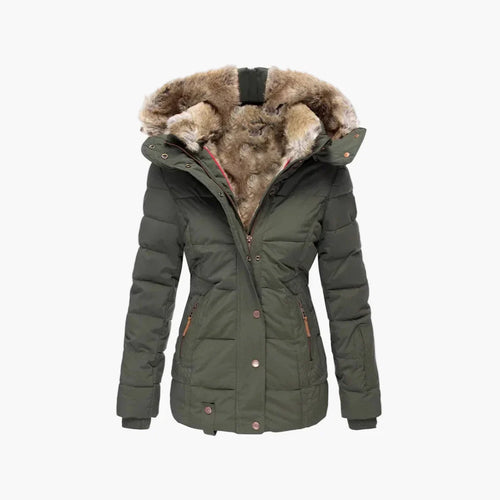 Drune | Winter Steppjacke mit Kapuze und Kunstfell - Modische Figurbetonung, Ideal für kalte Tage