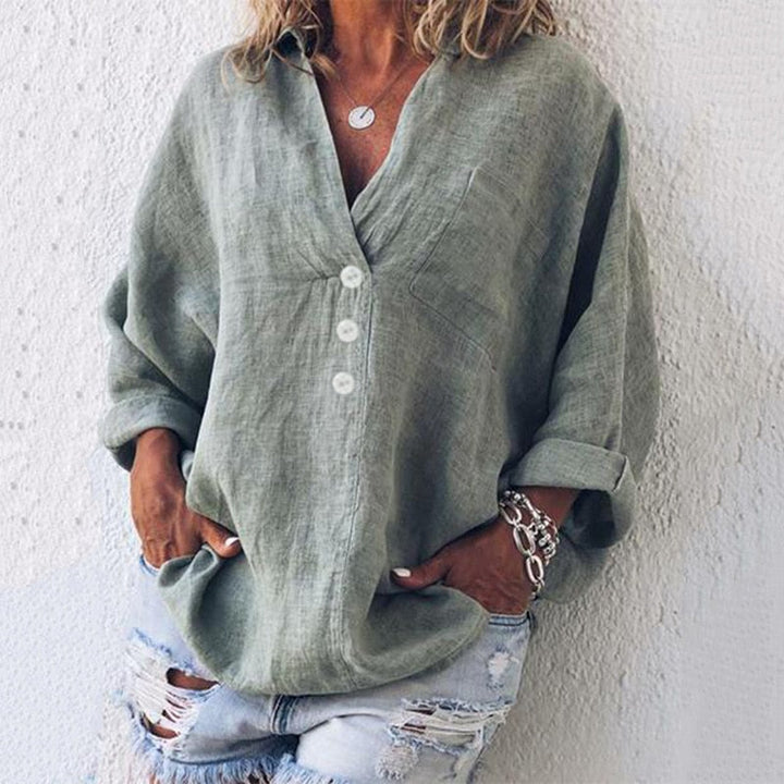Drune | Leinenbluse Mit V-ausschnitt Für Damen