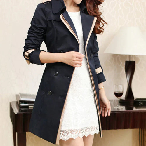 Drune - Langer Designertrenchcoat mit doppelreihiger Knopfleiste
