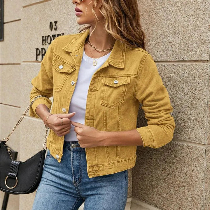 Drune | Damenjeansjacke Aus Strapazierfähigem Material mit Knöpfen und Schicken Taschen