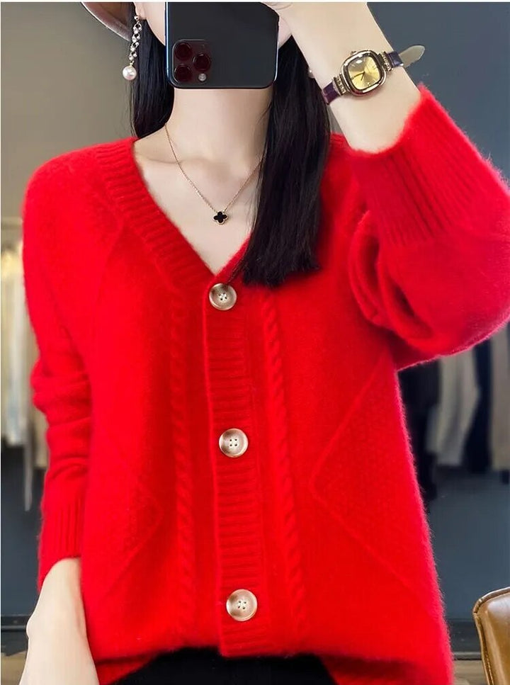 Drune | Winter Strickjacke mit V-Ausschnitt