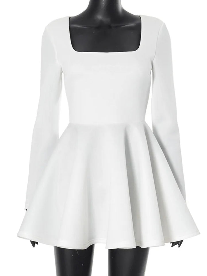 Drune | Elegantes Weißes Mini-Kleid mit Quadrat-Ausschnitt