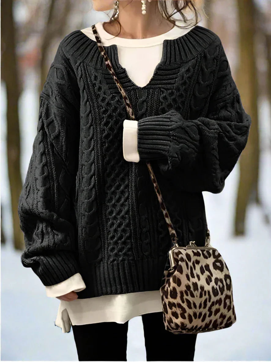 Drune | Strickpullover - Oversized Kabelstrick - Weich und Warm - Lässige Passform