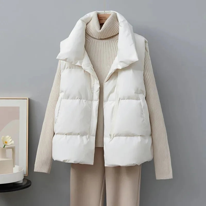 Drune | Kurze Pufferweste mit Hohem Kragen Polyester Minimalistisch, Komfortabel