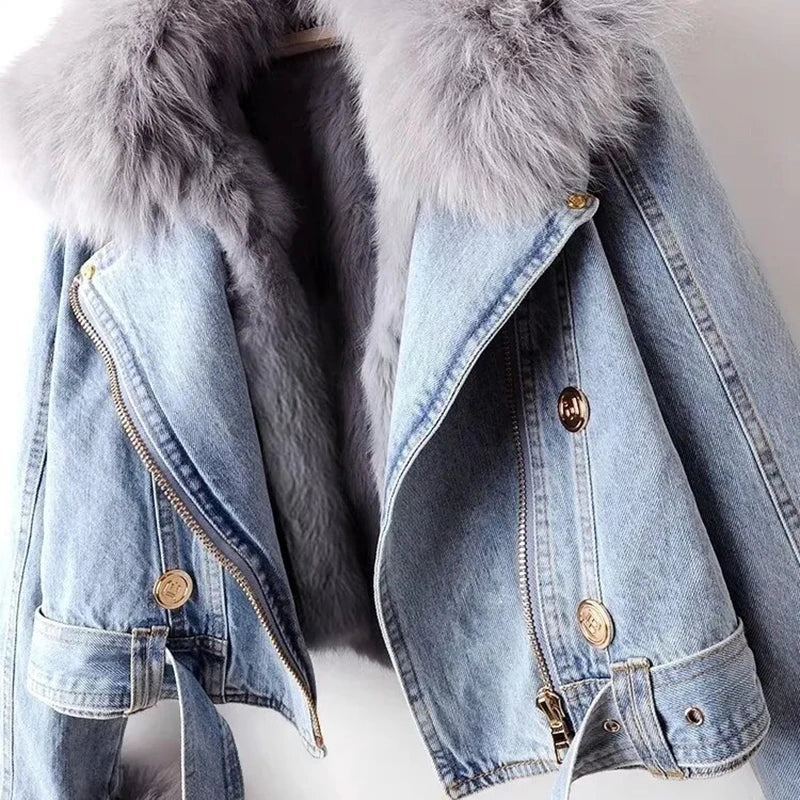 Drune | Jeansjacke mit Kunstfellfutter