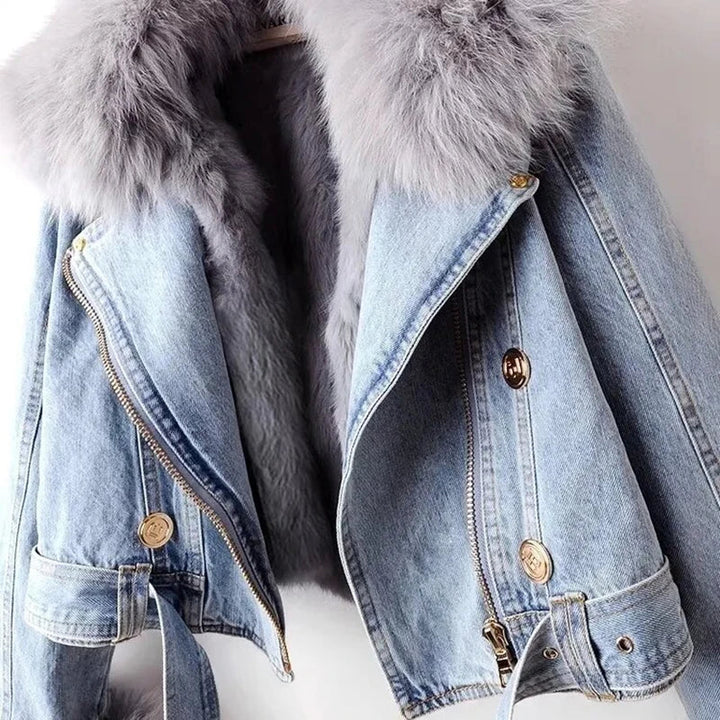Drune | Jeansjacke mit Fellfutter