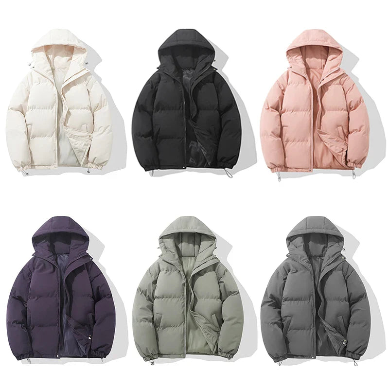 Drune | Jacke Damen Hoher Kragen Kapuzen Reißverschluss Design Baumwollgefütterte Jacke