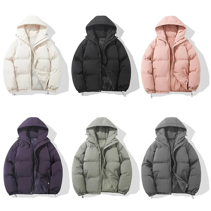 Drune | Jacke Damen Hoher Kragen Kapuzen Reißverschluss Design Baumwollgefütterte Jacke