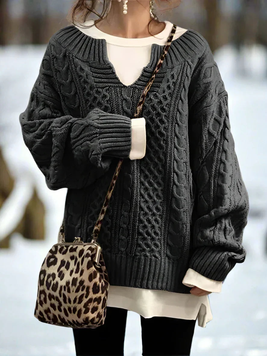 Drune | Strickpullover - Oversized Kabelstrick - Weich und Warm - Lässige Passform