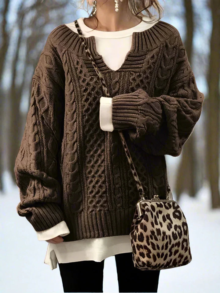 Drune | Strickpullover - Oversized Kabelstrick - Weich und Warm - Lässige Passform