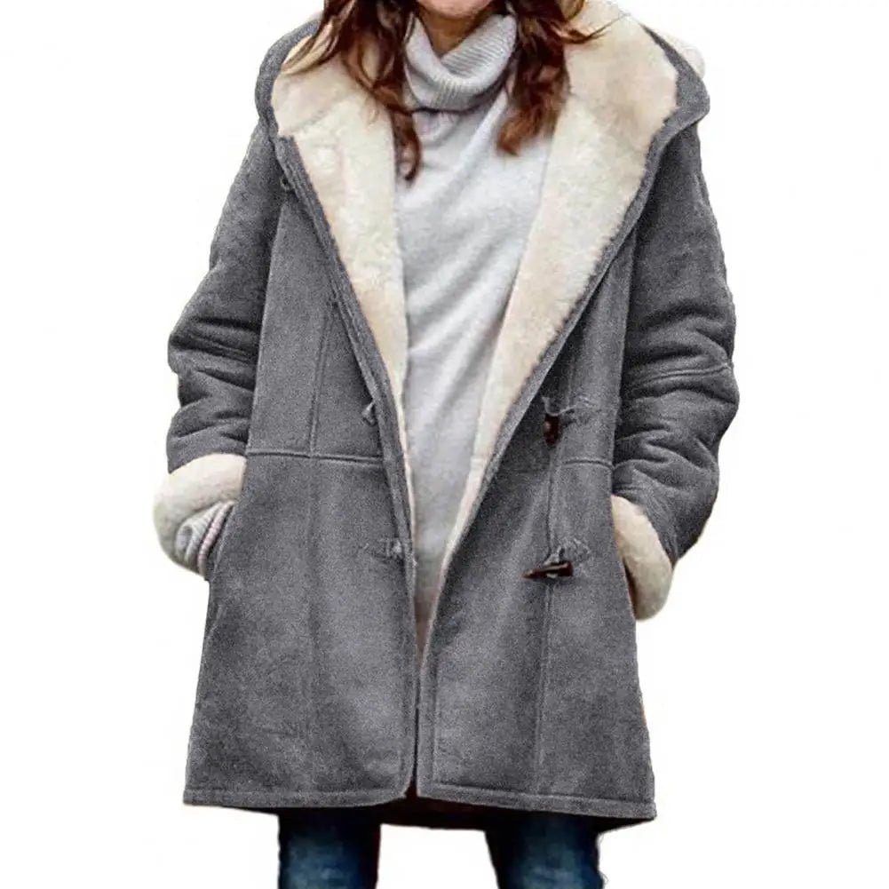 Drune | Stilvoller grauer Fleece-Hoodie-Mantel