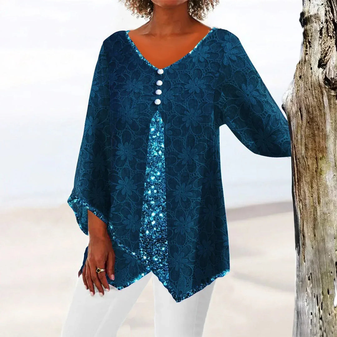 Drune | Eleganter Weinlese Cardigan mit Übergroßem Blumenmuster