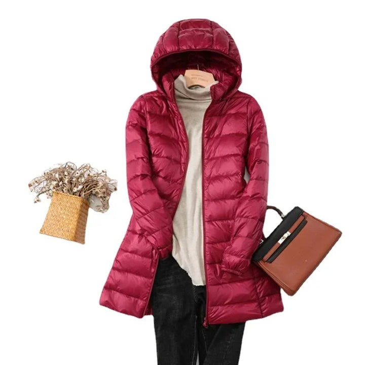 Drune - Damen tragbarer Puffer-Mantel mit abnehmbarer Kapuze