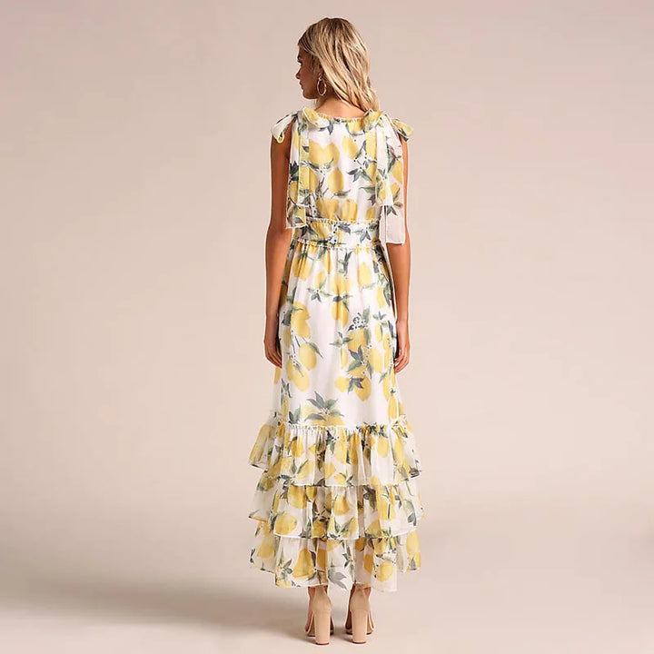 Drune | Gestufte Volant Ärmlose Maxi Sommerkleid Berlina