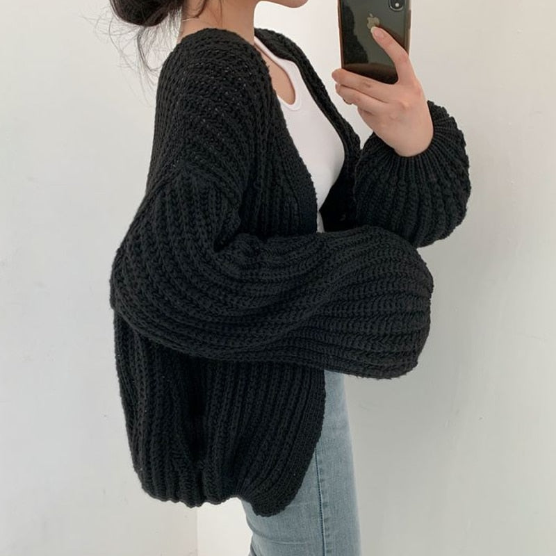 Drune | Übergröße Strickjacke Aus Dickem Material