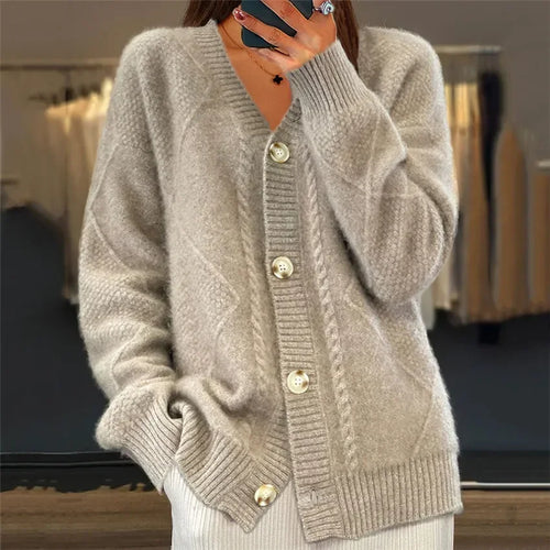 Drune | Strick-Cardigan mit V-Ausschnitt und Knopfleiste für Damen